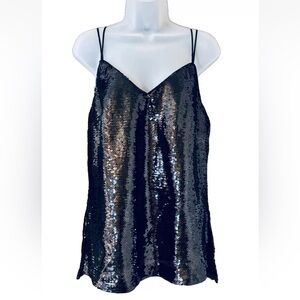 H&M Black Sequin Spaghetti Strap Cami